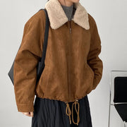 Textured-Collar Zip-Up Jacket