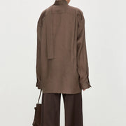 Draped Long-Sleeve Blouse