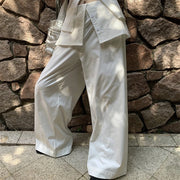 Layered-Waist Wide-Leg Pants