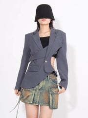 Cutout-Waist Asymmetric Blazer