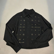 Embellished Cropped Button Shirt