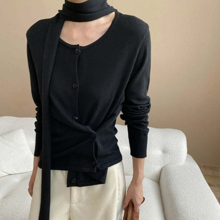 Asymmetric Button-Front Cardigan