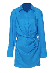 Draped-Waist Mini Shirt Dress