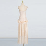Ruched Strapless Ruffle-Waist Dress
