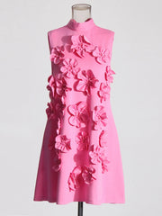 Floral Applique Sleeveless Mini Dress