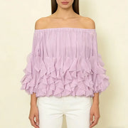 Off-Shoulder Tiered Ruffle Blouse