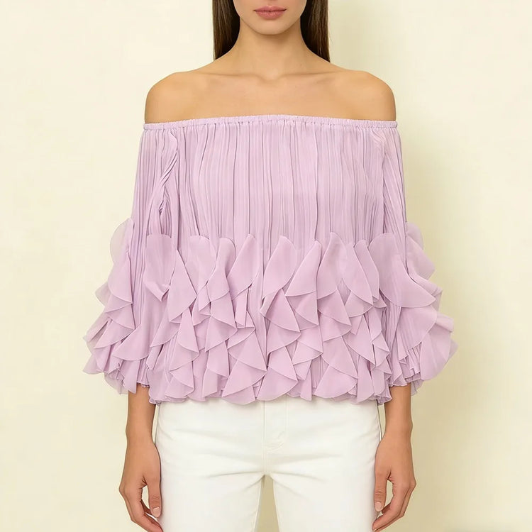 Off-Shoulder Tiered Ruffle Blouse