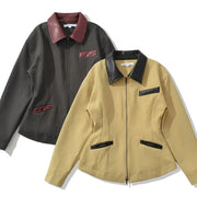 Contrast-Trim Zip Jacket