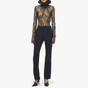Sheer Lace High-Neck Blouse