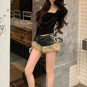 Shaggy-Hem Short Shorts