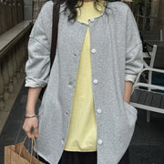 Round-Neck Button-Front Jacket