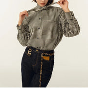 Gingham Stand-Collar Shirt