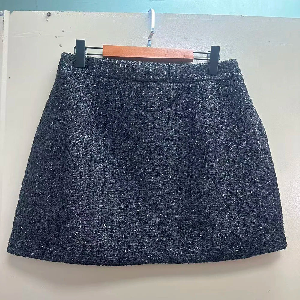 Metallic-Look A-Line Mini Skirt