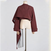 Asymmetric Cropped High-Neck Jacket
