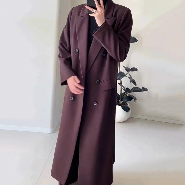 Double-Breasted Longline Trench Coat