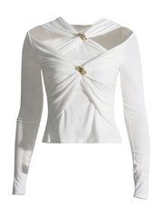 Crisscross Cutout Long-Sleeve Top