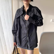 Wide-Collar Zip-Front Shirt