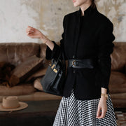 Stand-Collar Single-Breasted Jacket
