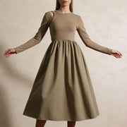 Cutout-Shoulder Gathered Dress