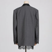 Lace-Trim Relaxed Blazer