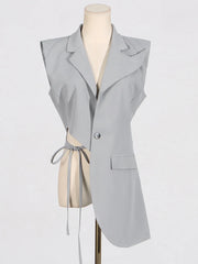 Asymmetric Lace-Up Tailored Vest