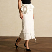 Ruffle-Trim Straight Skirt