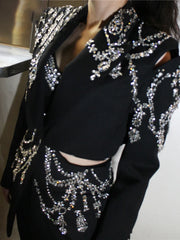 Embellished Cutout Longline Blazer