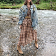 Distressed Oversized Button-Front Jacket