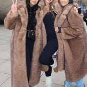Textured Wide-Collar Long Coat