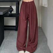 Pleated Wide-Leg Drawstring Pants