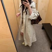 Drawstring Long Trench Coat
