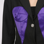 Contrast-Panel Fitted Blazer
