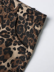 Leopard-Print Distressed Jeans