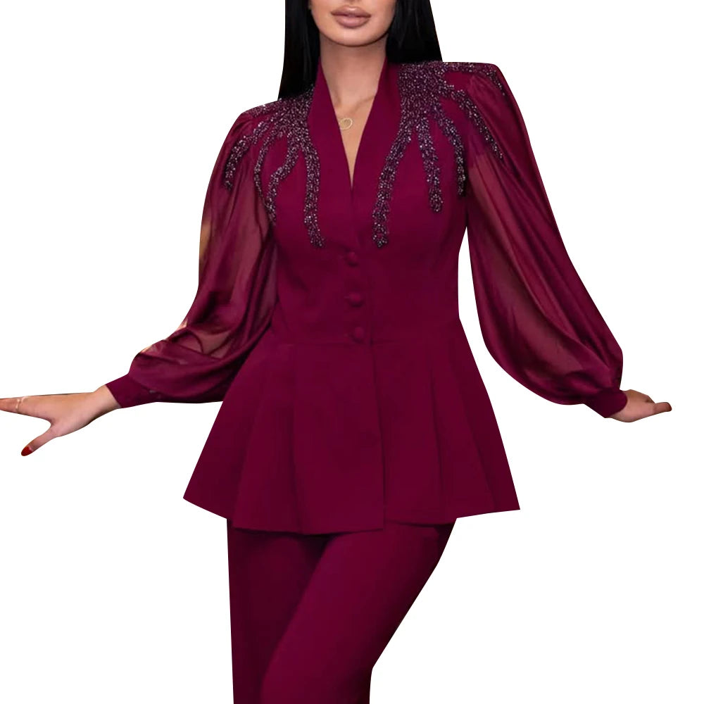 Embellished Top and Pants Set