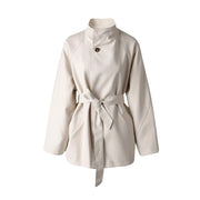 Tie-Waist Stand-Collar Jacket