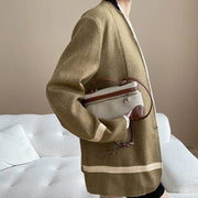 Contrast-Trim Open-Front Jacket