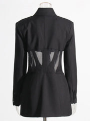 Sheer-Waist Fitted Blazer
