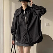 Wide-Collar Zip-Front Shirt