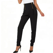 Zip-Detail Tapered Pants