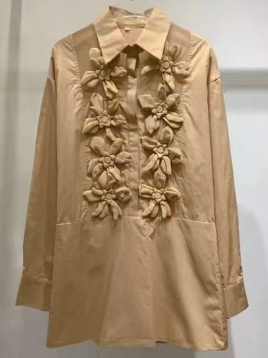 Floral Applique Shirt Dress