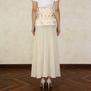 Embellished-Waist Straight Skirt