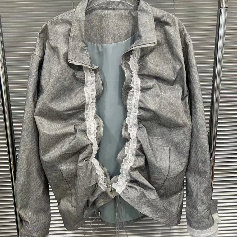 Lace-Trim Drawstring Jacket