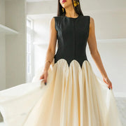 Colorblock Sleeveless Flared Dress