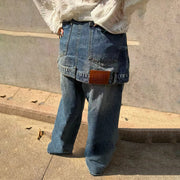 Overlay-Panel Wide-Leg Jeans