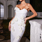Rosette Strapless Long Dress