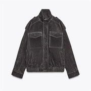 Epaulet Zip-Up Bomber Jacket