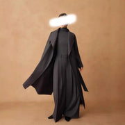 Stand-Collar Tie-Waist Long Coat