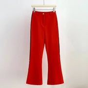 Contrast-Lapel Blazer and Pants Set