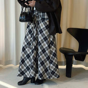 Plaid Gathered Long Skirt