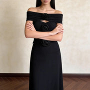 Rosette Cutout Off-Shoulder Top